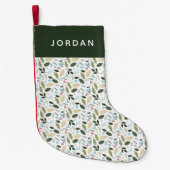 かわいいクリスマスボタニカルパターン スモールクリスマスストッキング (正面)