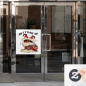 かわいいクリスマスボトムスアップサンタ ウィンドウサイン (オフィスドア)