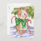 かわいいクリスマスマウスキャンディーケーンホリデーポストカード シーズンポストカード (正面/裏面)