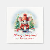 かわいいクリスマスマウスパーティー スタンダードカクテルナプキン (正面)