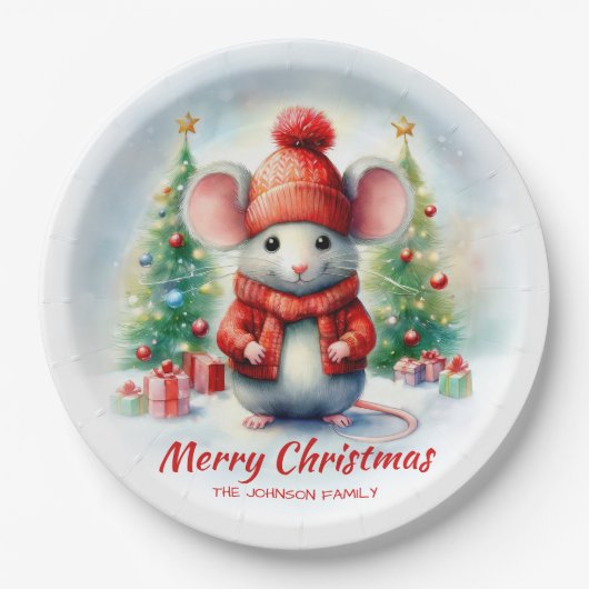 かわいいクリスマスマウスパーティー ペーパープレート (正面)