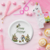 かわいいクリスマスマウス動物の冬の幸せな休日 ペーパープレート (パーティー)