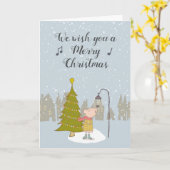 かわいいクリスマスマウス カード (黄色い花)