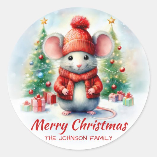 かわいいクリスマスマウス ラウンドシール (正面)
