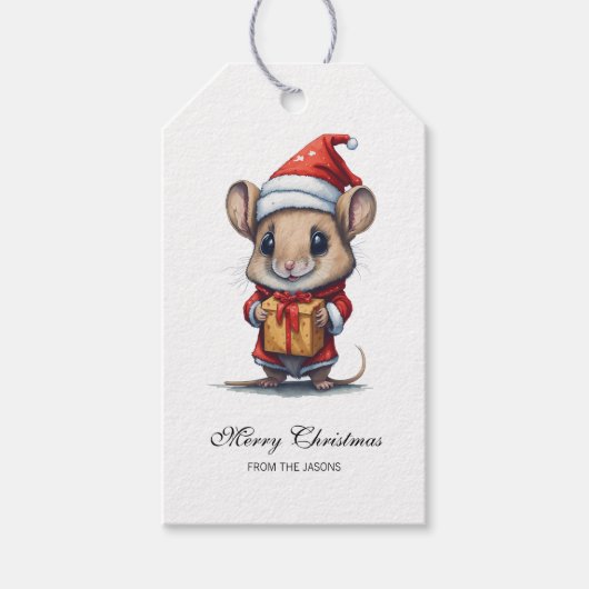 かわいいクリスマスマパーソナライズされたウス ギフトタグ (正面)