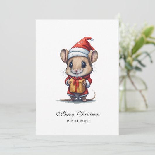かわいいクリスマスマパーソナライズされたウス シーズンカード (スタンド正面)