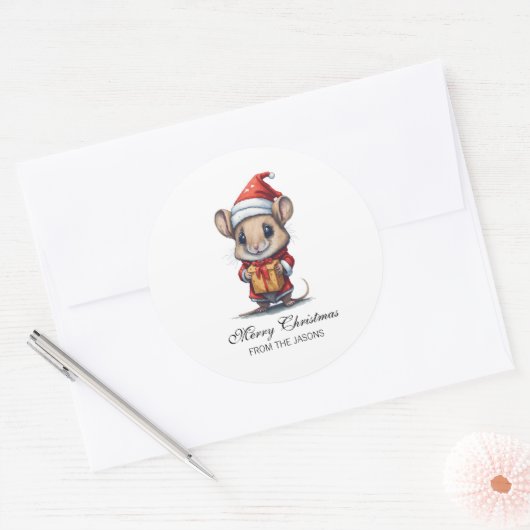 かわいいクリスマスマパーソナライズされたウス ラウンドシール (封筒)