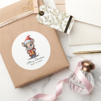 かわいいクリスマスマパーソナライズされたウス ラウンドシール