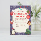 かわいいクリスマスマーケットのイラストテーマ 招待状 (スタンド正面)