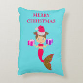 かわいいクリスマスマーメイドガールサンタハットin海クリスマス アクセントクッション (裏面(縦))