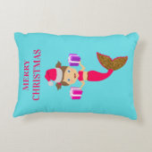 かわいいクリスマスマーメイドガールサンタハットin海クリスマス アクセントクッション (裏面)