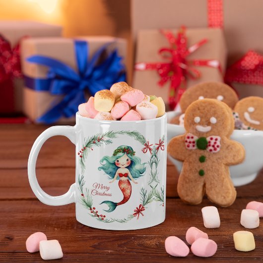 かわいいクリスマスマーメイド コーヒーマグカップ