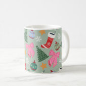 かわいいクリスマスミントグリーン コーヒーマグカップ (正面右)