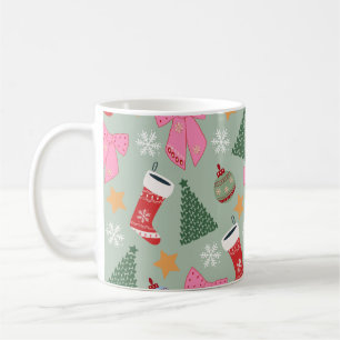 かわいいクリスマスミントグリーン コーヒーマグカップ