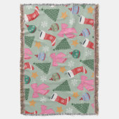 かわいいクリスマスミントグリーン スローブランケット (正面縦)
