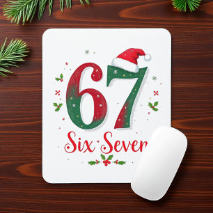 かわいいクリスマスミームシックスセブン67 6 7 ホリデー マウスパッド