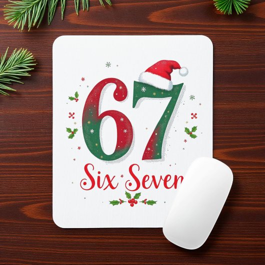 かわいいクリスマスミームシックスセブン67 6 7 ホリデー マウスパッド