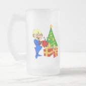 かわいいクリスマスモーニングキッドマグカップ フロストグラスビールジョッキ (左)