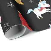 かわいいクリスマスユニコーン冬の休日の贈り物 ラッピングペーパー (ロールコーナー)