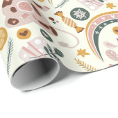 かわいいクリスマスヨガの牛のパタお洒落ーン ラッピングペーパー (ロールコーナー)