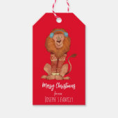 かわいいクリスマスライオン ギフトタグ (正面)