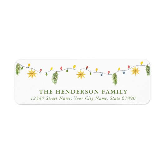 かわいいクリスマスライト差出人住所ラベル ラベル (正面)