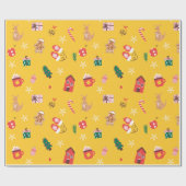 かわいいクリスマスラッピング紙カンガルー銀杏パン ラッピングペーパー (フラット)