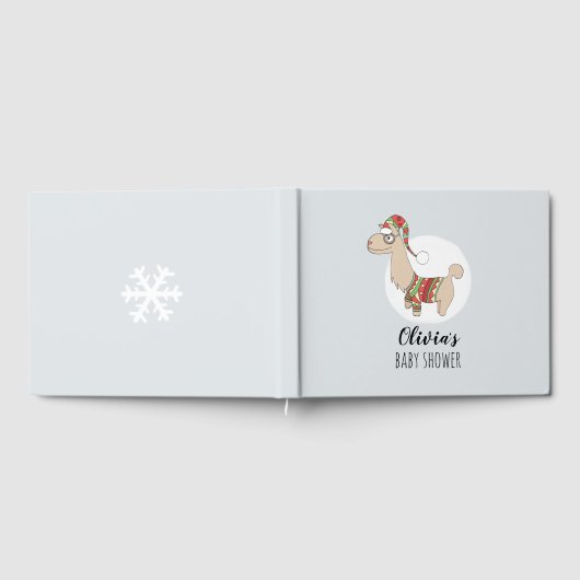 かわいいクリスマスラマと名前フェスティバル赤ちゃんシャワー ゲストブック (全面)