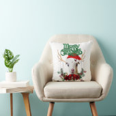 かわいいクリスマスラマンチャヤギ〔雄ジカの〕枝角とリース クッション (椅子)