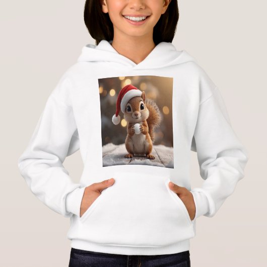 かわいいクリスマスリスのパーカー 女子用 (正面)
