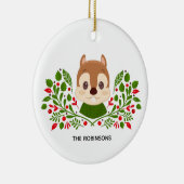 かわいいクリスマスリスのリス写真 セラミックオーナメント (右)