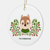 かわいいクリスマスリスのリス写真 セラミックオーナメント (左)