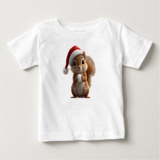 かわいいクリスマスリスザルベビーTシャツ ベビーTシャツ