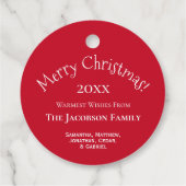 かわいいクリスマスリースフォトフレームホリデーギフトラベル フェイバータグ (裏面)