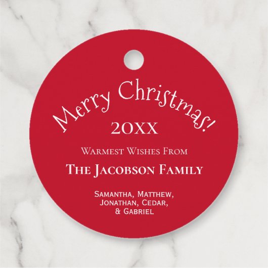 かわいいクリスマスリースフォトフレームホリデーギフトラベル フェイバータグ (裏面)