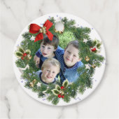 かわいいクリスマスリースフォトフレームホリデーギフトラベル フェイバータグ (正面)