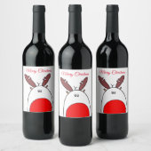かわいいクリスマスルドルフ赤い鼻トナカイ ワインラベル (ボトル)