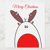 かわいいクリスマスルドルフ赤い鼻トナカイ ワインラベル (シングルラベル)