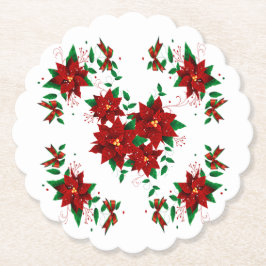 かわいいクリスマスレッドフラワーペーパーコースター ペーパーコースター
