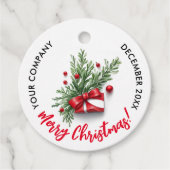 かわいいクリスマスレッドボウ会社QRコードウォーター色 フェイバータグ (正面)