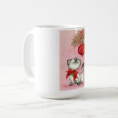 かわいいクリスマスレトロヴィンテージの子猫と木 コーヒーマグカップ (正面左)