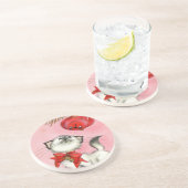 かわいいクリスマスレトロヴィンテージキッテンキャットツリーピンク コースター (側面)