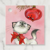 かわいいクリスマスレトロヴィンテージキッテンキャットツリーピンク フェイバータグ (正面)