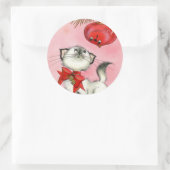 かわいいクリスマスレトロヴィンテージキッテンキャットツリーピンク ラウンドシール (バッグ)