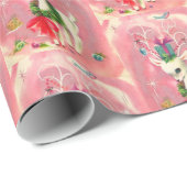 かわいいクリスマスレトロヴィンテージディアピンク ラッピングペーパー (ロールコーナー)