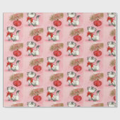 かわいいクリスマスレトロヴィンテージ猫ネコと木 ラッピングペーパー (フラット)