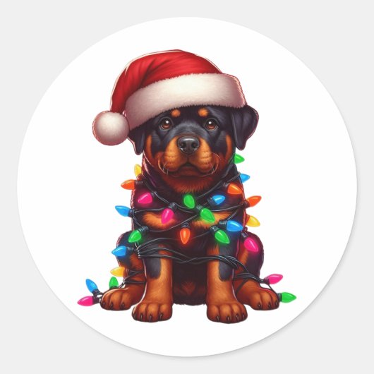 かわいいクリスマスロットワイラー ラウンドシール (正面)