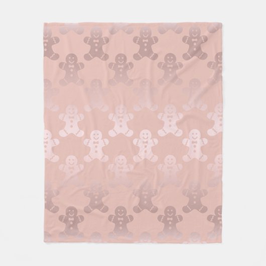 かわいいクリスマスローズの金ゴールドのジンジャーブレッドマンパターン フリースブランケット (正面)