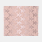 かわいいクリスマスローズの金ゴールドのジンジャーブレッドマンパターン フリースブランケット (正面(横))