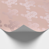 かわいいクリスマスローズの金ゴールドのジンジャーブレッドマンパターン ラッピングペーパー (角)